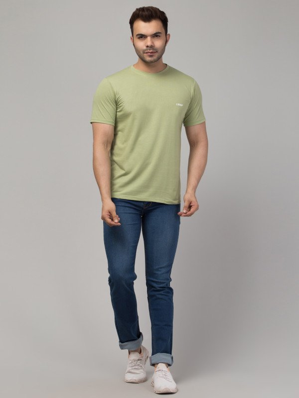 CRIMP Solid Men Round Neck Pink T-Shirt